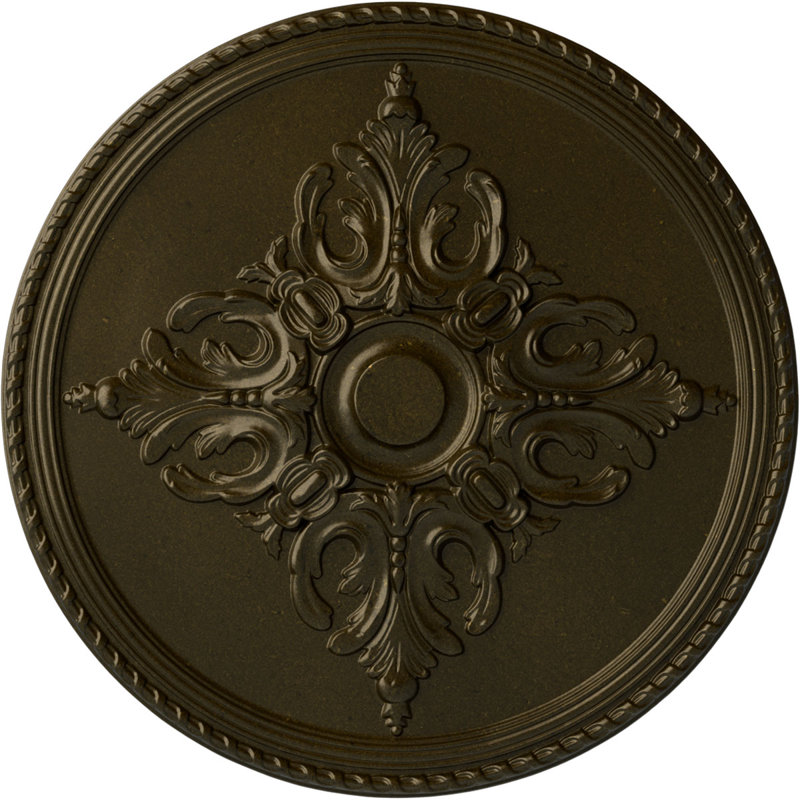 Médaillon de plafond Endurathane Caputo, DO de 41 po x P 4 po x P 2 3/8 po (convient aux auvents jusqu'à 5 1/2 po), pot peint à la main de finition crème