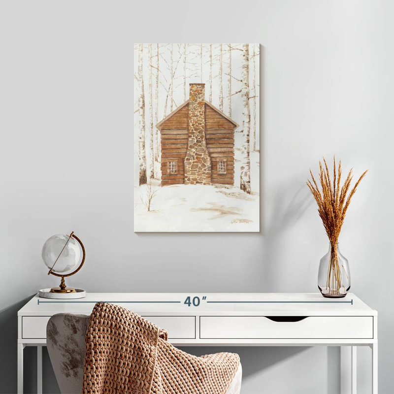 Wintery Cabin, 24" H x 16" W