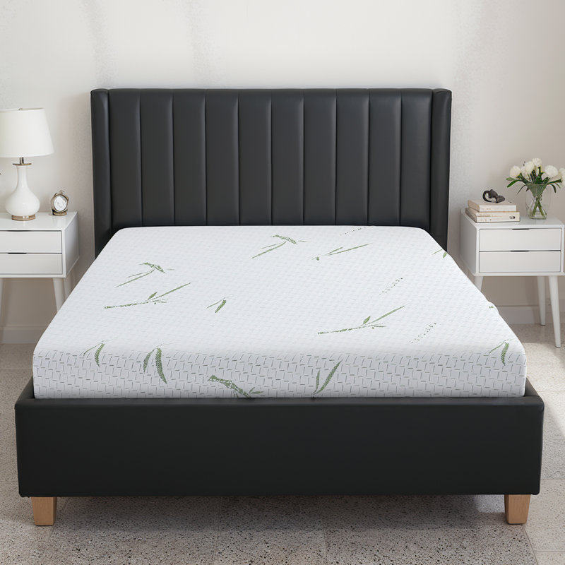 Matelas moyen en mousse viscoélastique gélifiée avec housse en jacquard en rayonne de bambou et base en mousse, 10", Grand