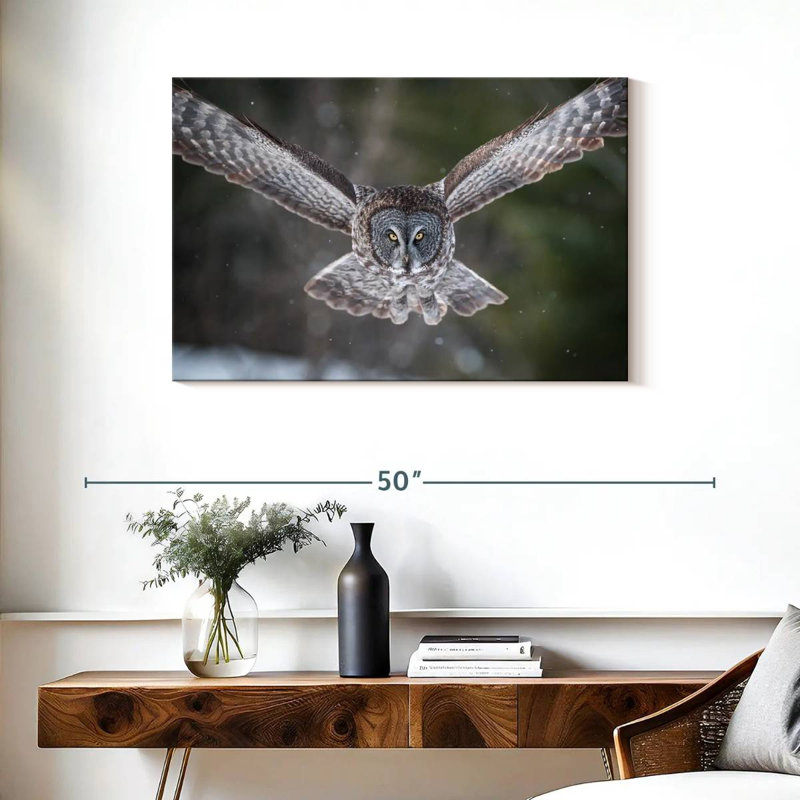 Brampt Flying Winter Owl, 24" H x 36" W