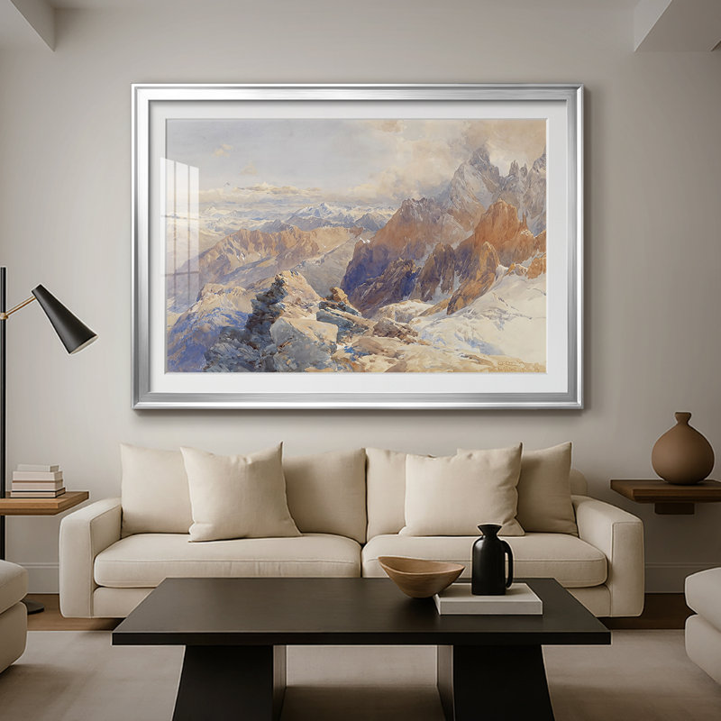 High Alpine Landscape-Edward Theodore Compton-Toile tendue avec châssis-c. Fin du 19e siècle / début du 20e siècle, Argent