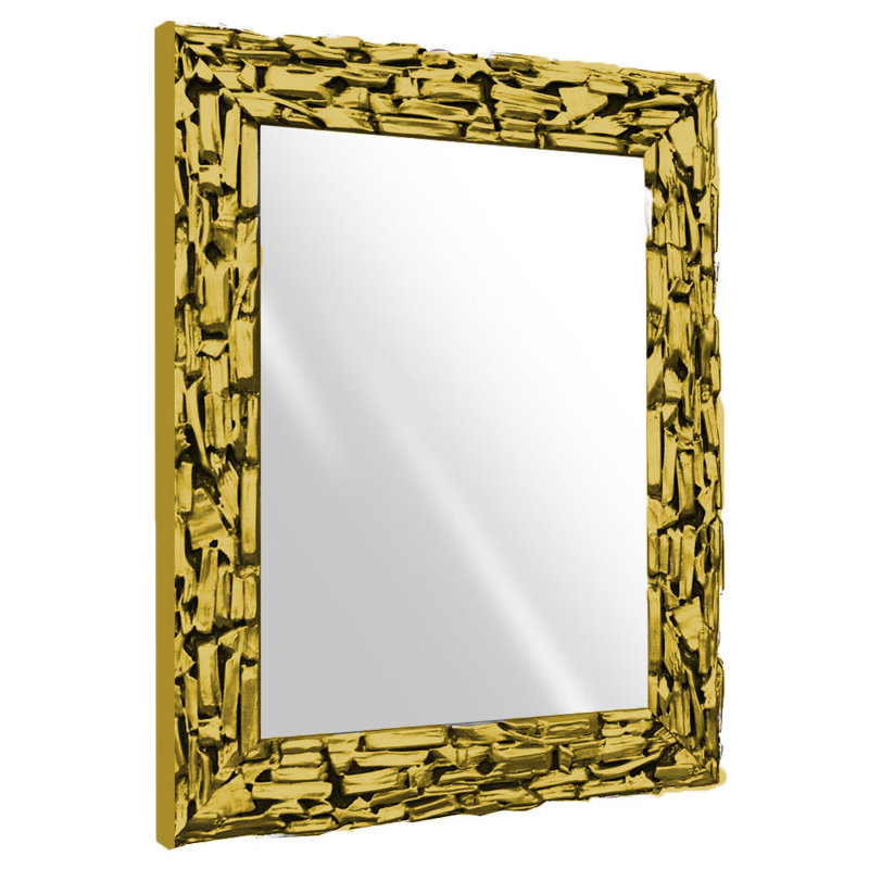 Joulane Wood Flat Wall Mirror, Gold