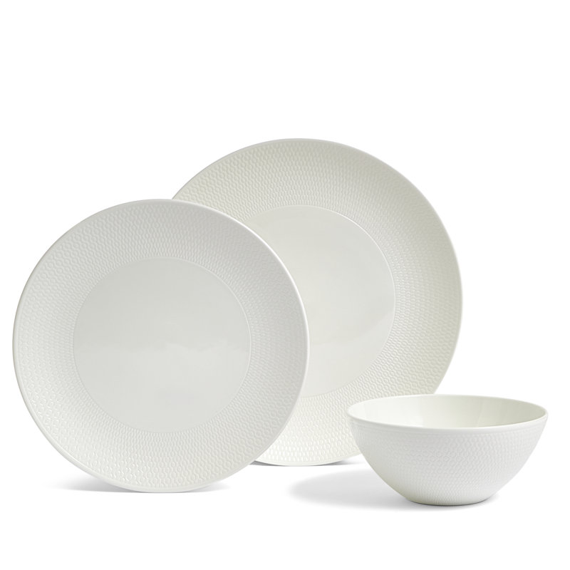 Elegant White Porcelain 12-Piece Dinnerware Set for 4