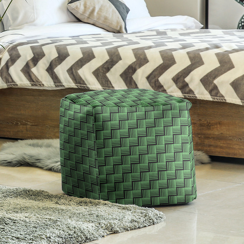 Repose-pieds cubique à rayures classic basketweave, Vert / noir