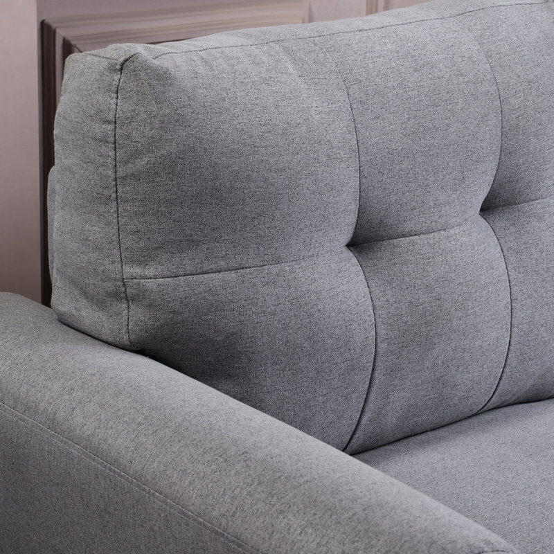 Fauteuil confortable avec accoudoirs rembourrés de 35 po en lin gris-bleu pour un moment de détente