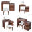 45" 3-in-1 Flip-Top Vanity Desk with LED Mirror | Adjustable Length, 3-Color Lights, 5 Drawers + Side Shelf, Writing Desk/Nightstand-130040258