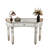 47" Half-Moon Mirrored Console Table With Fluted Glass & Crystal Knob Drawer - Silver Entryway Vanity Desk For Bedroom/Dressing Room(Grey+Sliver)-907708747