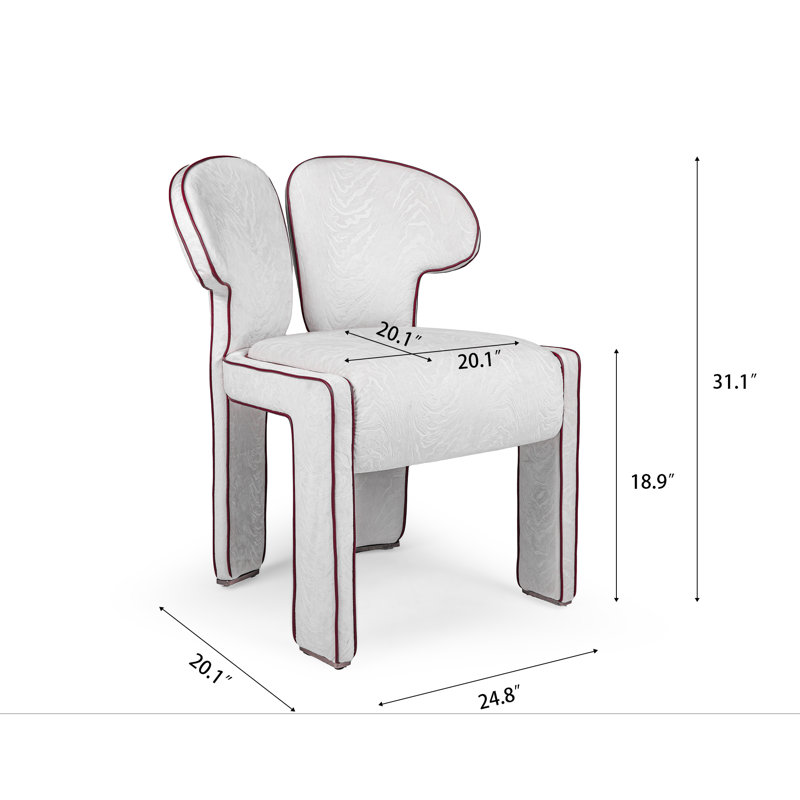 Chaise sculpturale à haut dossier entièrement assemblée avec pieds dorés et revêtement texturé 3D