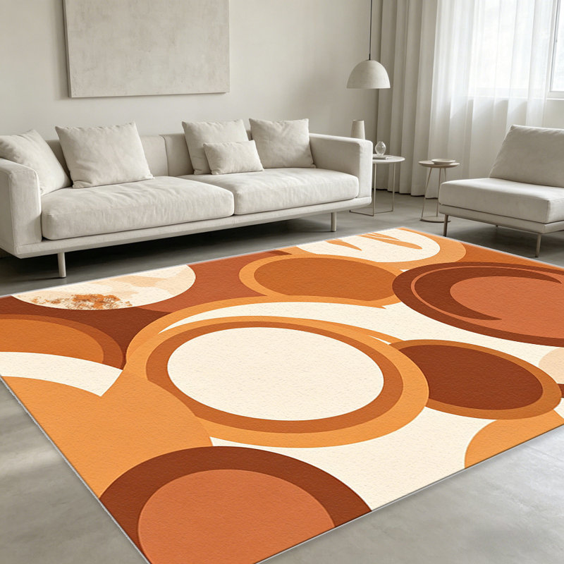 Terracotta Round Curve Abstract carpet-easy to clean, machine-washable, soft and comfortable; suitable for door mats, kitchens, living rooms, bedrooms, corridors, and laundry areas. Easy to clean, durable carpet for home decoration.