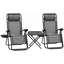 Ensemble de chaise Zero Gravity avec table d'appoint, chaise inclinable pliante avec porte-gobelets et coussins, chaise longue de piscine-266717061