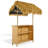Hawaiian-Style Bar Height Patio Set With PE Grass Canopy, Outdoor Bar Table And Stools With Adjustable Feet, Acacia Wood Top, For Dining And Drinking