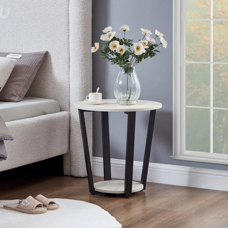 Borga End Table, Black, Off White
