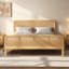 Lit plateforme moderne en rotin, cadre de lit en bois de style milieu du siècle avec tête et pied de lit en rotin tressé, lit pour chambre à coucher