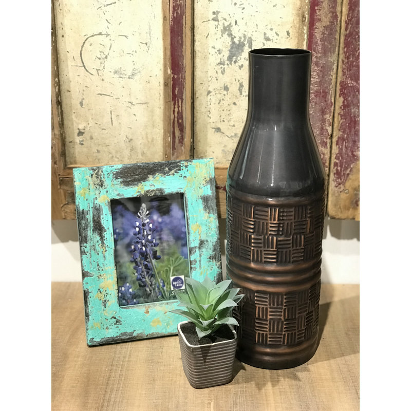 Eila Handmade Metal Table Vase, 12" H x 4.4" W x 4.5" D