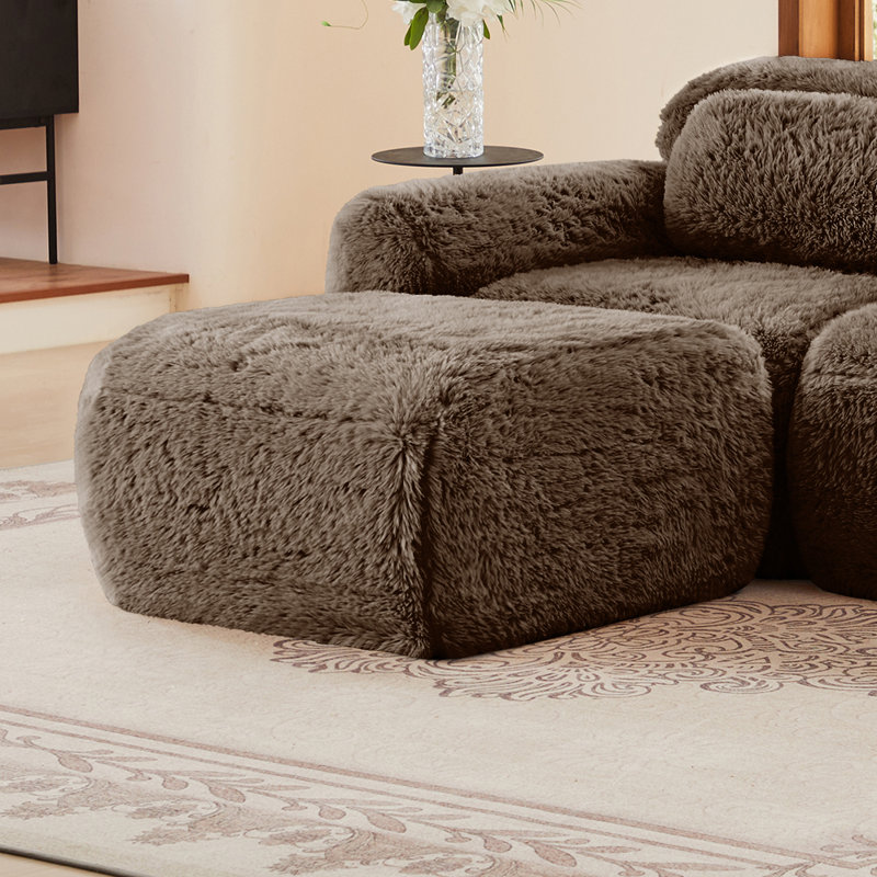 Plush Fabric Ottoman For Living Room – Perfect Footrest, Spare Seat & Decorative Accent, Dark Brown