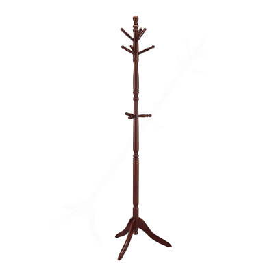 71.5" Tall Wooden Standing Coat Rack "Swivel" With Cherry Finish
