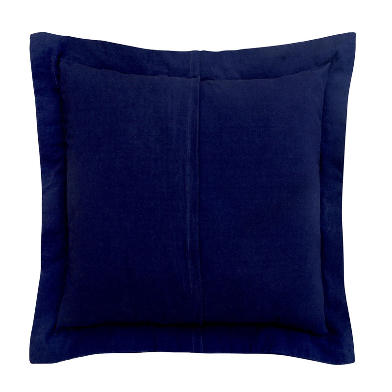 Taie décorative 100% coton Heirloom touffetée en chenille européenne, conception en médaillon, housse de coussin décorative douce et respirante, certifié OEKO-TEX, lavable à la machine, toutes saisons, 26 po x 26 po, bleu marine