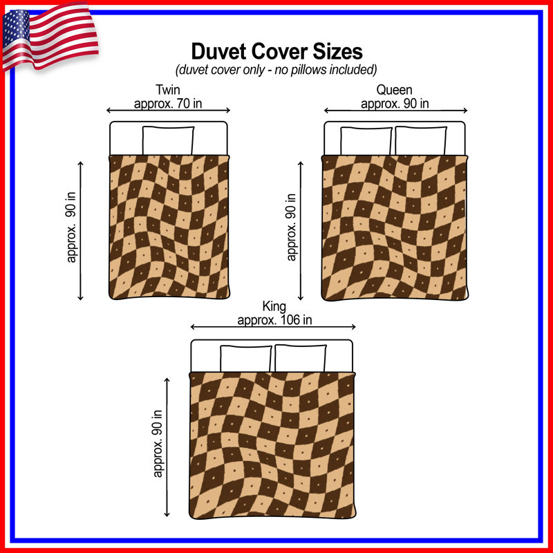 Housses de couette ondulées à motif damier, Lit simple