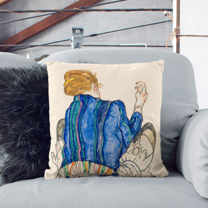 Seated Woman Vol.2 Square Throw Cushion, 55cm H x 55cm W x 20cm D, Black