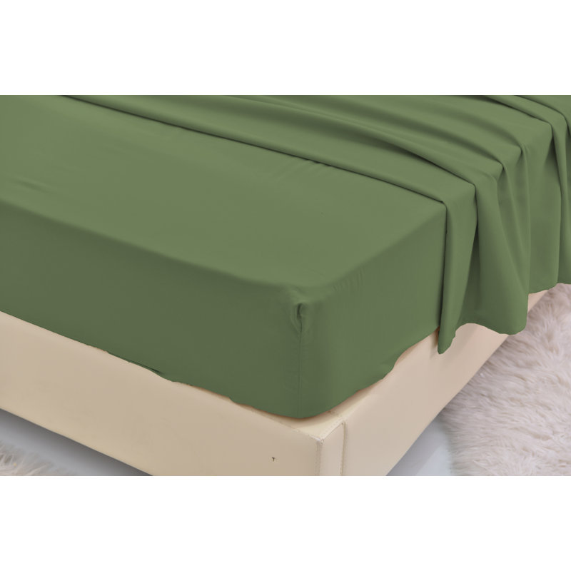 Ensemble de literie en rayonne de bambou, Vert sauge, Ensemble de draps pour très grand lit californien