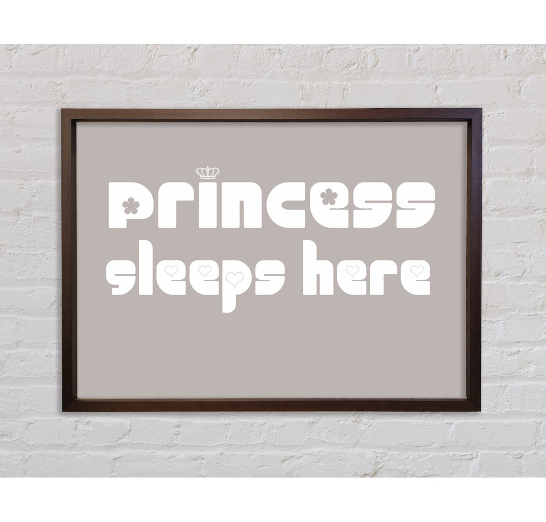 Princesss Sleeps Here 2 Beige - Einzelner Bilderrahmen Typografie auf Leinwand