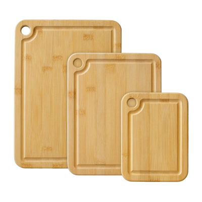 Bamboo Cutting Boards for Kitchen with Juice Groove Set of 3