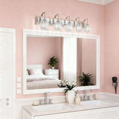 Modern 2-Light Bathroom Vanity Light Fixture With K9 Crystal Shade, Chrome Finish Wall Sconce For Mirror Lighting, Easy Installation, Moisture Resistant