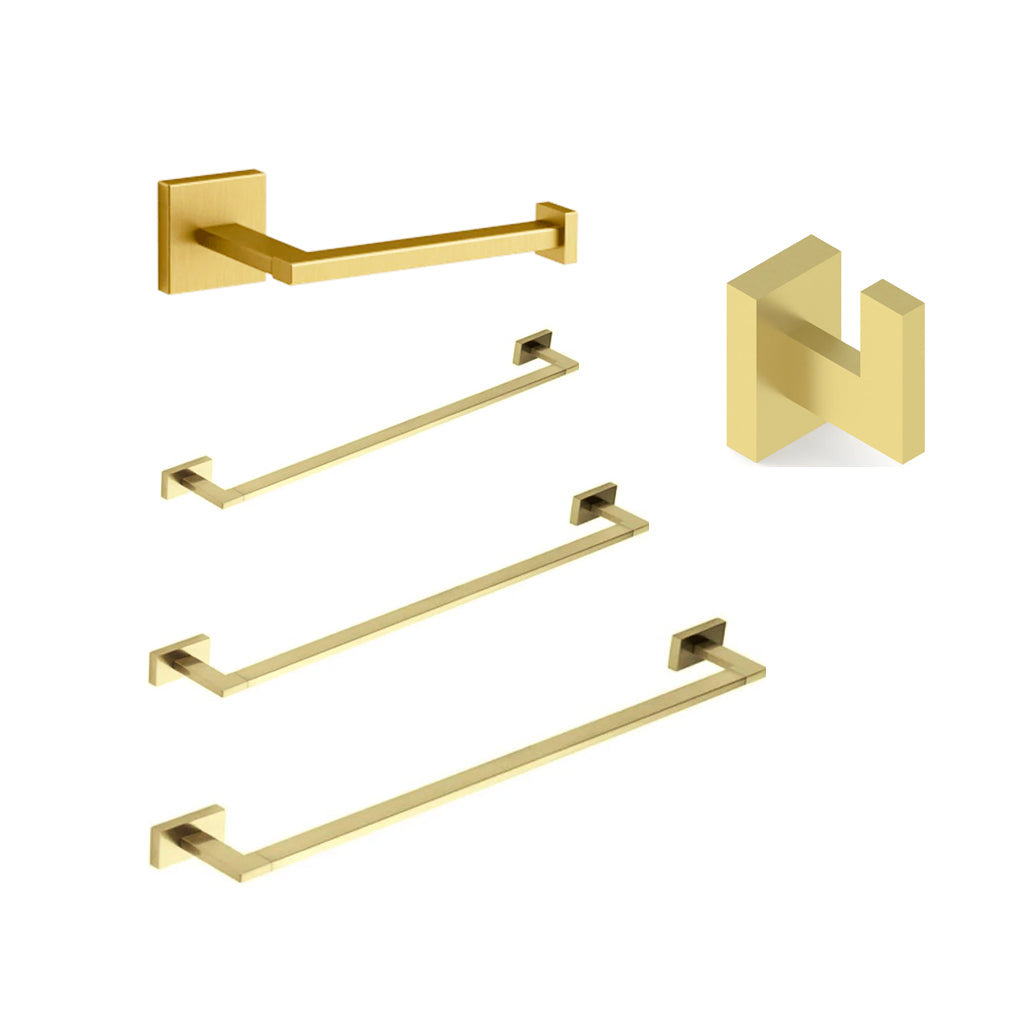 Wildon Home® Devon Square Bathroom Accessories Set - Wall Mount - Brass ...