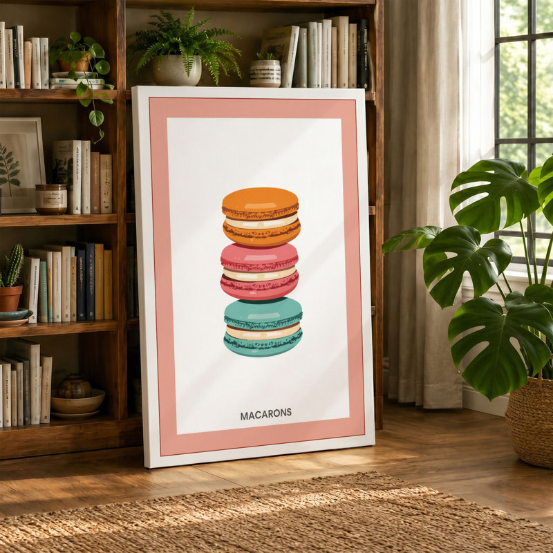 Stacked Macarons Modern - Wrapped Canvas, 36x24 - 91.4 x 61.0 cm, Taupe Border