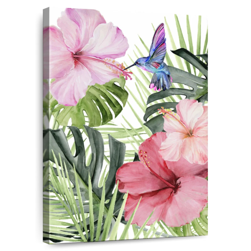 Harnek Hibiscus And Hummingbird I, 45" H x 30" W