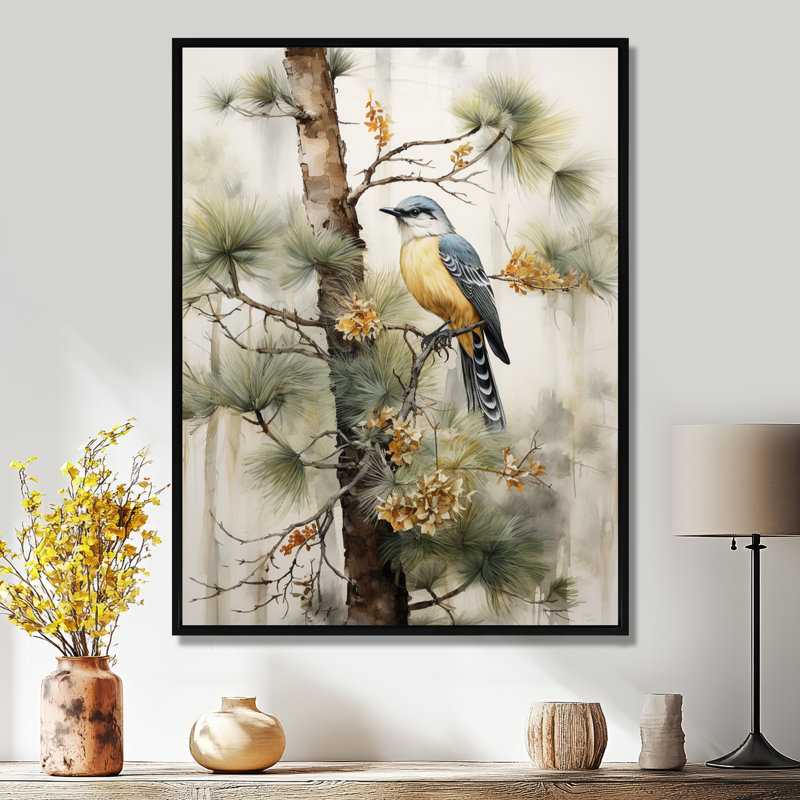 Forêt, gardiens du minimalisme III - décoration murale forêt, Cadre flottant noir, H 32 po x l 16 po x P 1 po