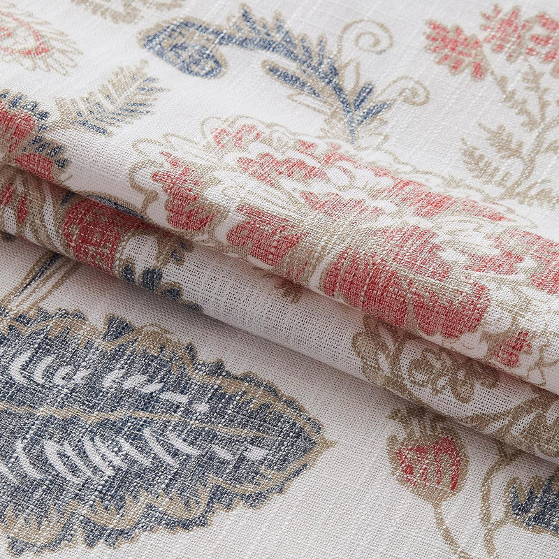 Backtab Rod Pocket Floral Semi Sheer Curtains,Light Filtering Window Living Room,52"x84",2 Panels