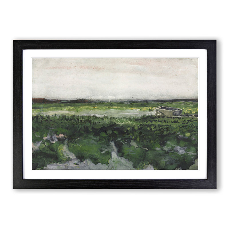 Landscape with Wheelbarrow by Vincent Van Gogh - Picture Frame Painting, Black Framed, 48cm H x 65cm W x 2cm D