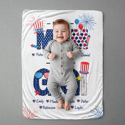 Personalized First Mom Now Gigi Sherpa Blanket with Names