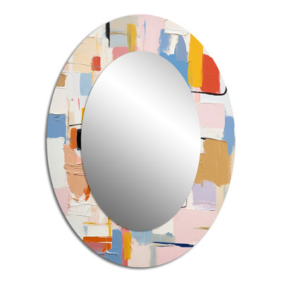 Pensées éphémères de Colorfields I - Grand miroir mural ovale sur métal