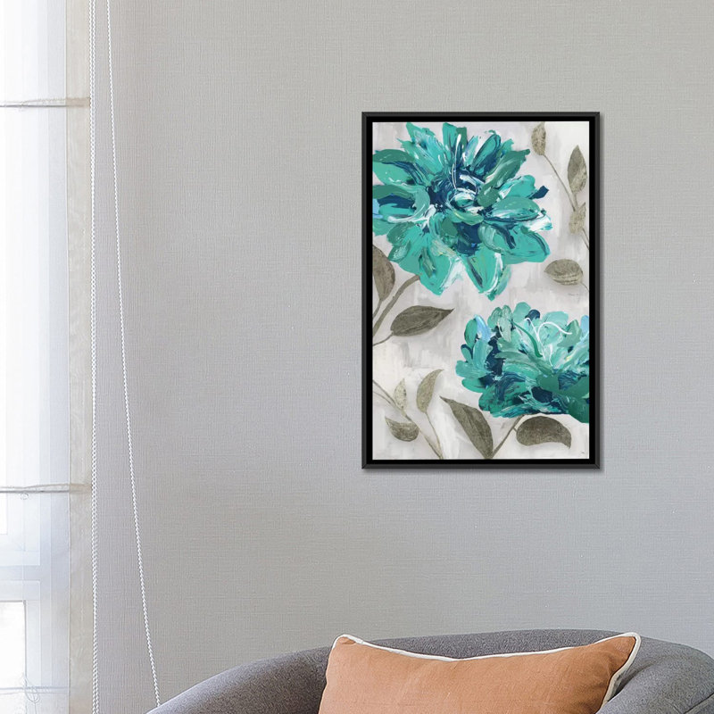 « fleuris i », impression sur toile, H 26 po x l 18 po x P 1,5 po, Toile avec cadre noir, Pas de tapis