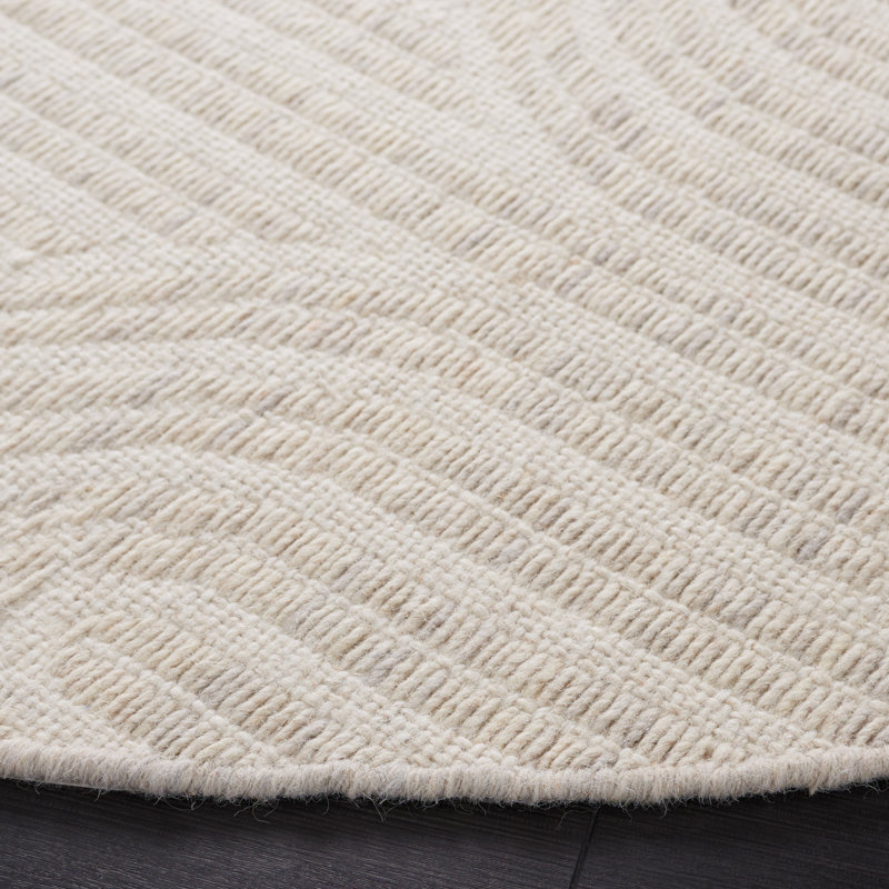 Kreyton Hand Woven Wool Striped Rug, Round 6'