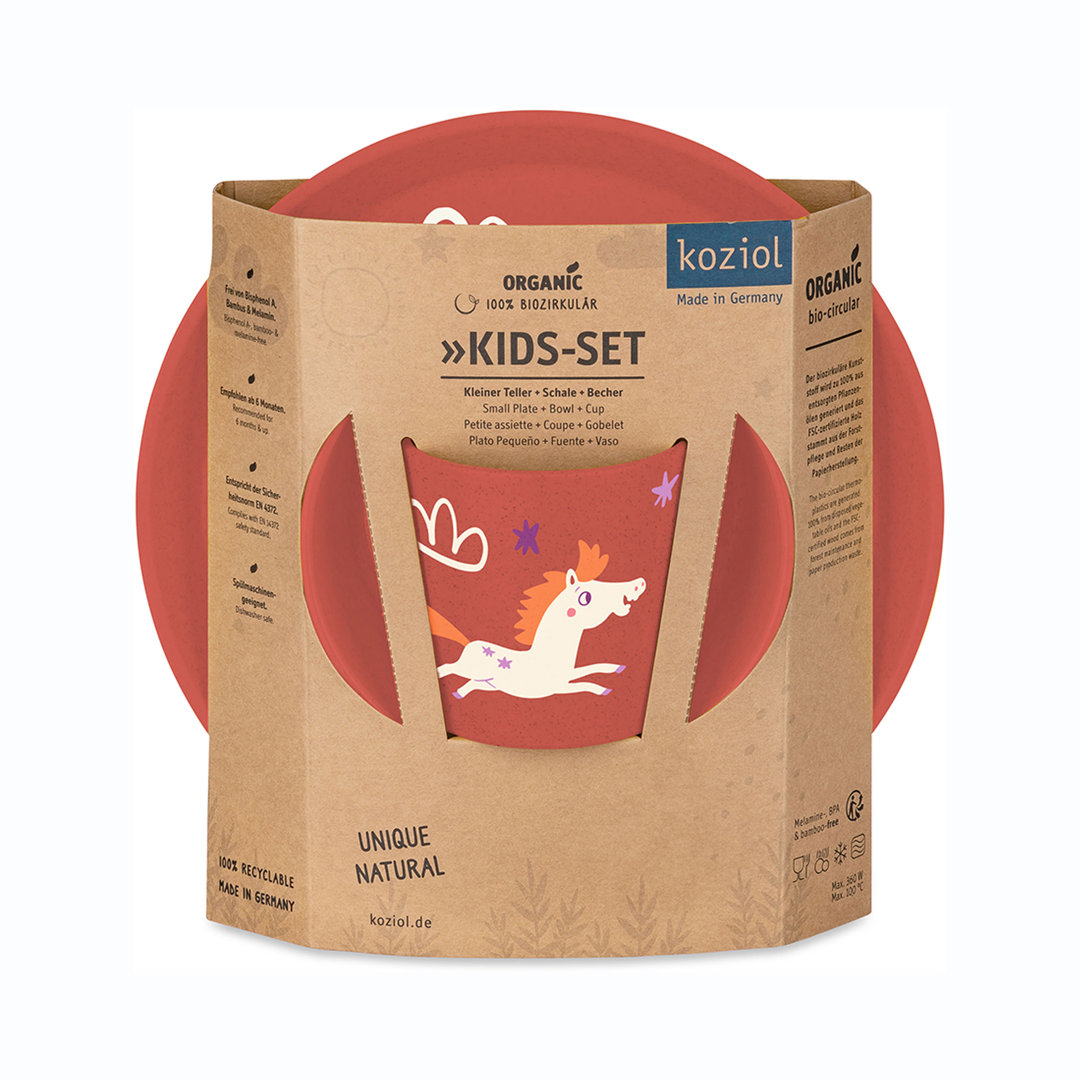 Koziol Geschirr-Set Connect Dreams 3-tlg., Teller, Schale, Becher, Kunststoff, Organic Red