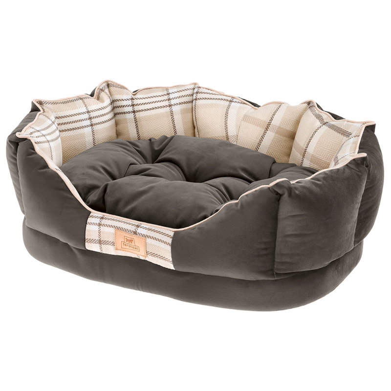 Velvet Bolster Pet Bed, Brown, 47 W x 68 D cm