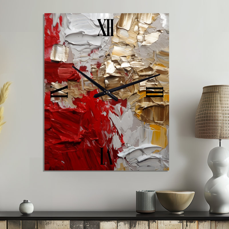 Cardinal Sin Retro Delight - horloge murale abstraite - rouge et or, Petit