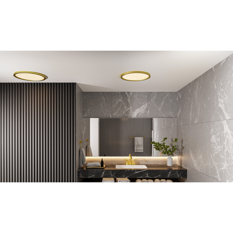 Plafonnier encastré à DEL avec interrupteur, H 1 po x l 20 po x P 20 po, Or brossé