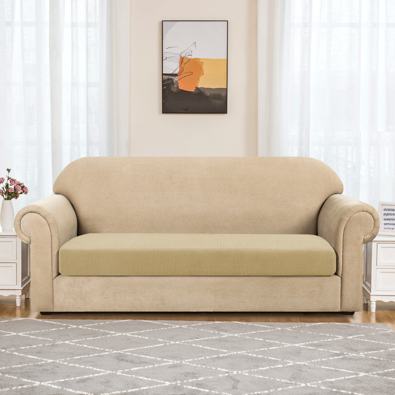 Housse extensible pour causeuse à coussins carrés / rectangulaires extensible, Kaki