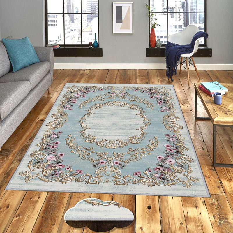 Stylish Woven Carpet, 5.2 x 7.5 Feet | 100% Polyester, 0.3 in Pile Height, Antibacterial, Non-Slip PVC Dot Underside | Machine Washable, 3D Digital Print | Perfect for Living Room, Bedroom & Home Décor