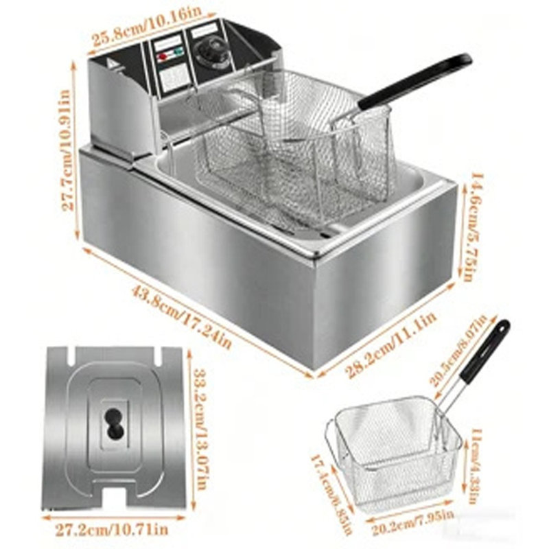 Deep Fryer - 4-Liter Electric Oil Fryer - 1 Large Basket - Stainless-Steel Cooker