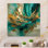 Or et vert dévoilant l'énergie IV - art abstrait géométrique mural en acrylique moderne