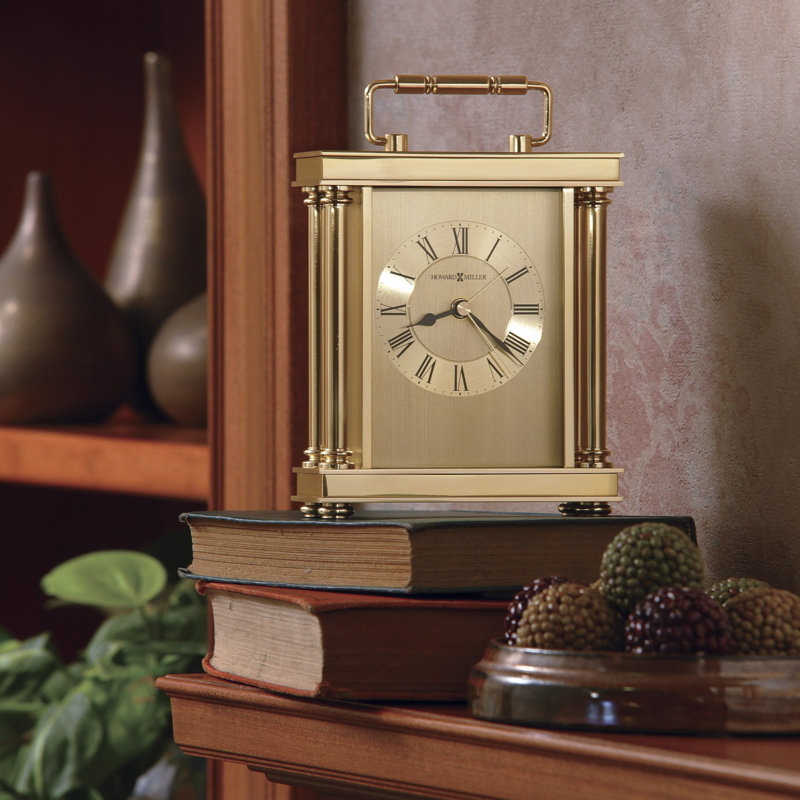 Howard Miller Gold Brass Table Clock with Quartz Movement