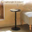 Table de boissons, petite table d'appoint pour petits espaces, table de bout ronde moderne avec pieds en bois cannelé, noir
