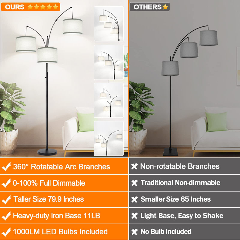 Ammara 79.88'' Tree Floor Lamp, Gray