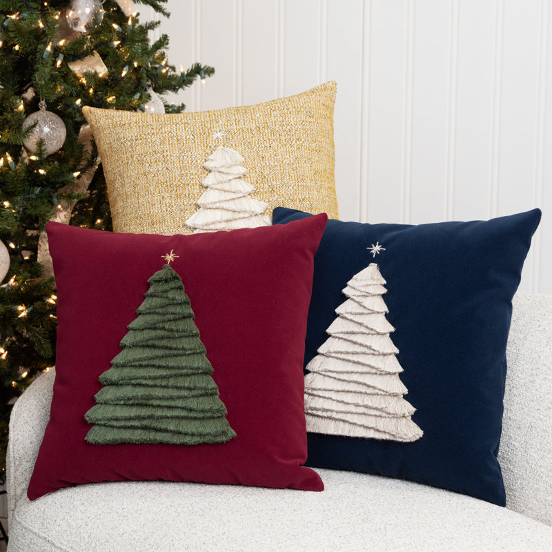 Fraser Fir Ruby Square Indoor/Outdoor Pillow Cover & Insert, Square 20", Red