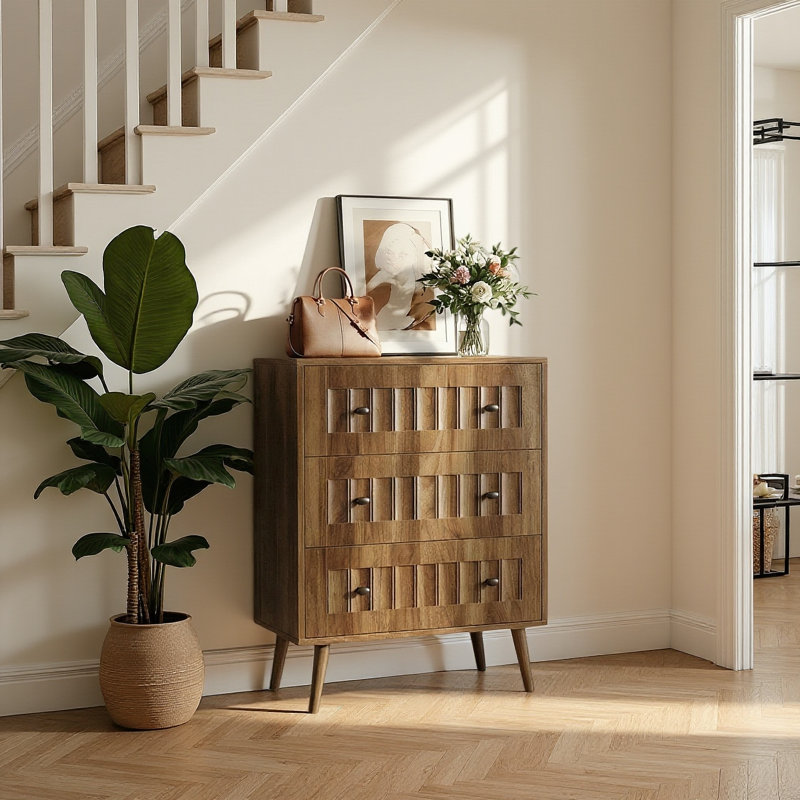 3-drawer Modern Walnut Chest Of Drawers